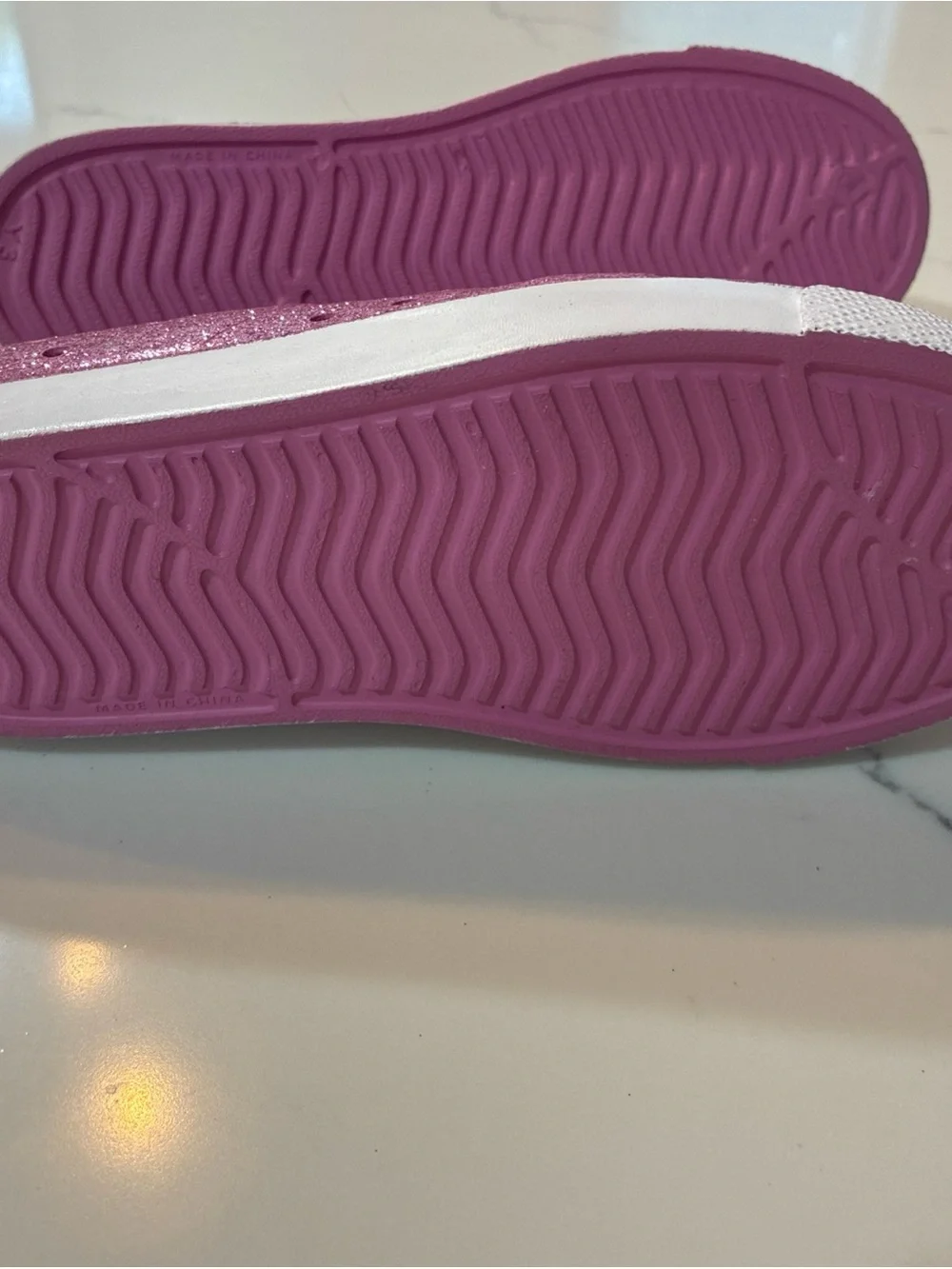 DSG Glitter Pink Slip-On Sneakers with White Toe Cap